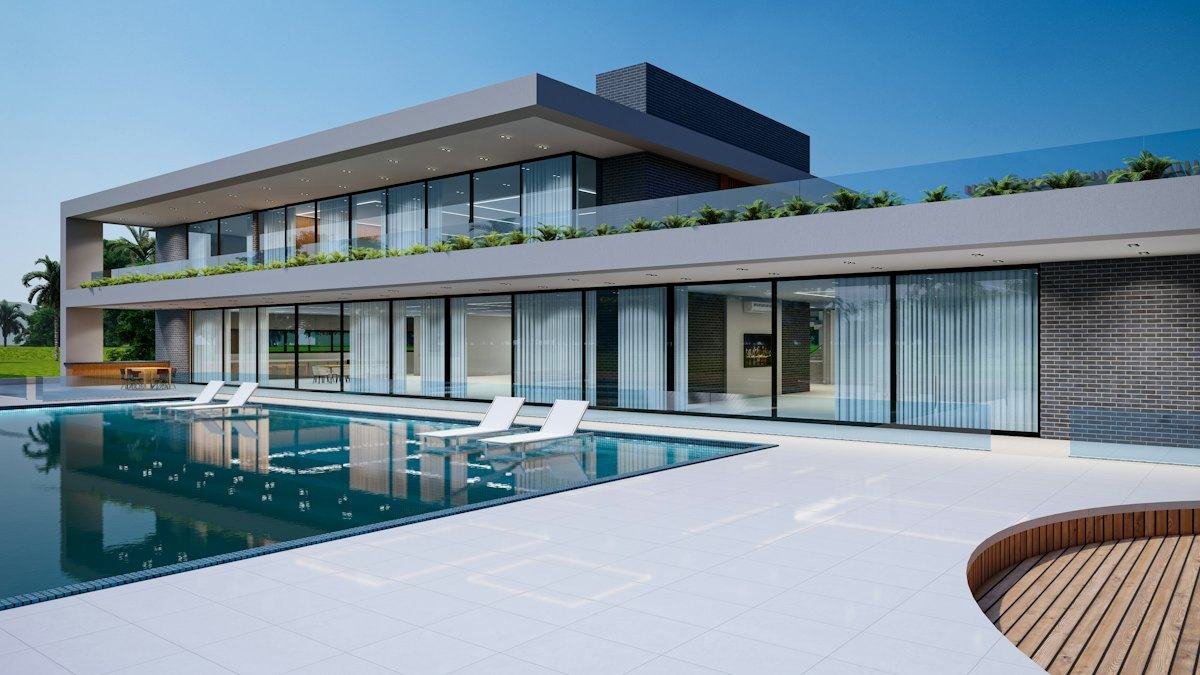 Single-level modern villa on a large plot with a long pool