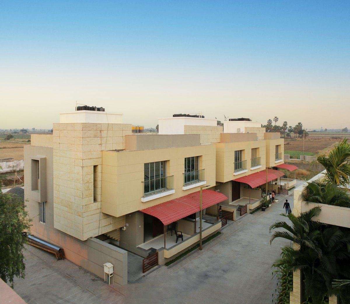 Row of independent villas in a planned residential community